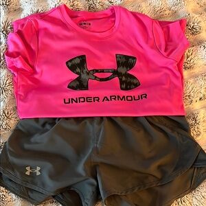 Under Armour Kids Pink T-Shirt and shorts set